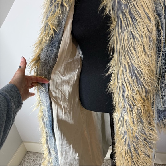 FASHION NOVA New Love Me Not Washed Denim Trench Penny Lane Afghan Coat Large - Picture 8 of 13